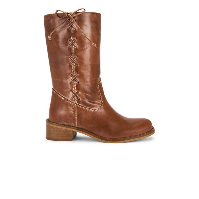 Dico Copenhagen 【 Julia Gaucho Boot With Side Laces Women Cognac 】 ブーツ レディース