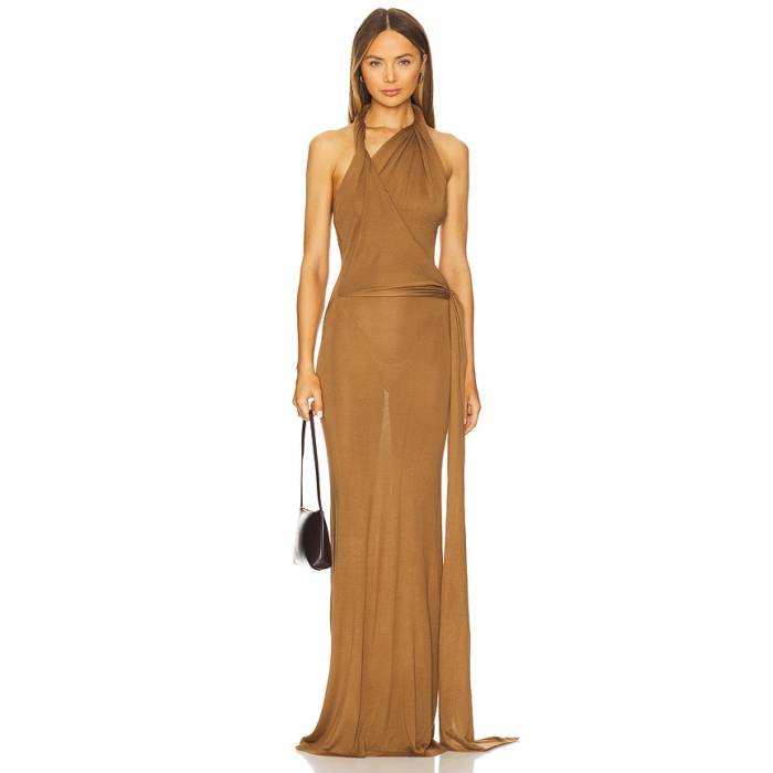 Aya Muse 【 Halter Maxi Dress Women Tigers Eye 】 御召しもの レディース タイガース