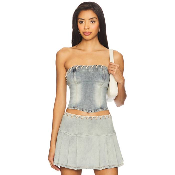 By.dyln 【 Davia Corset Women Light Denim 】 レディース ジーンズ