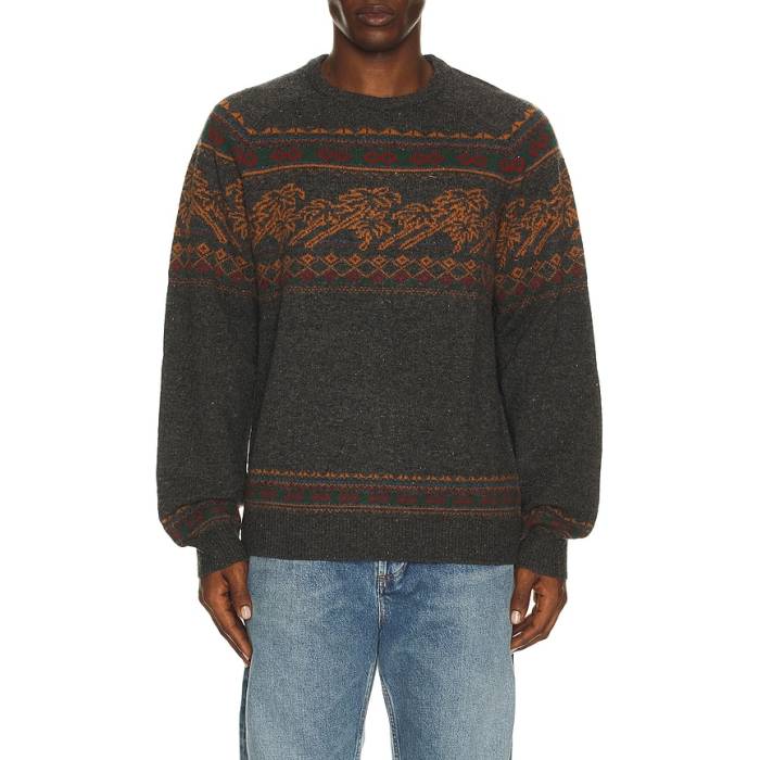 Faherty 【 Donegal Crew Neck Sweater Men Charcoal Coast Fairisle 】 クルー トレーナー メンズ チャコール｜スニケス