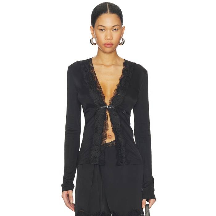 Vaillant 【 Long Sleeve Fitted Cardigan Women Black 】 Sleeve 衣袂 ジレー レディース 黒いこと 黒いこと