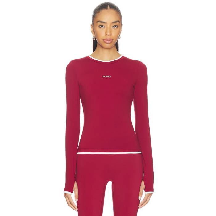 Form 【 Layered Long Sleeve Top Women Sweetheart 】 Sleeve 捩り レディース