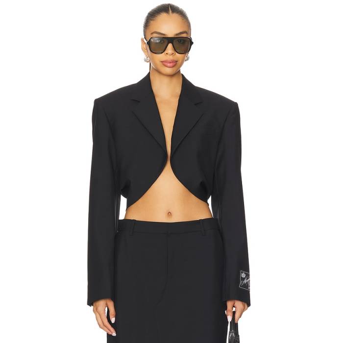 アレキサンダーワン Alexander Wang 【 Cropped Drape Back Blazer Women Black 】 ブレイザー レディース 黒いこと 黒いこと
