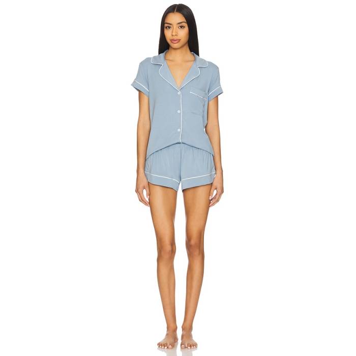 エバージェイ Eberjey 【 Gisele Shortie Pj Set Women Faded Denim \u0026Amp; Ivory 】 レディース ジーンズ 象牙色