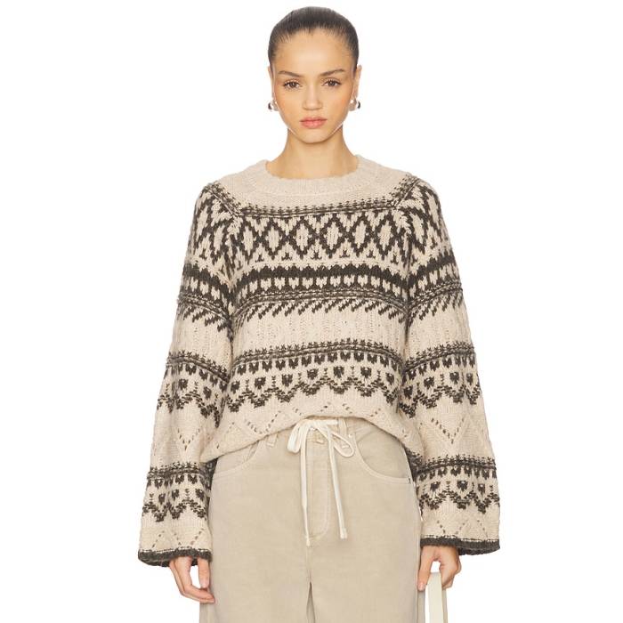 駆け込み寺 Sanctuary 【 Fairisle Crew Neck Sweater Women Light Oat Multi 】 労働者の一団 調教師 レディース ニット・セーター-その他-レディースファッション