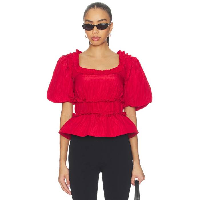 Damson Madder 【 Everly Ruffle Blouse Women Red 】 レディース Red 赤・赤いこと