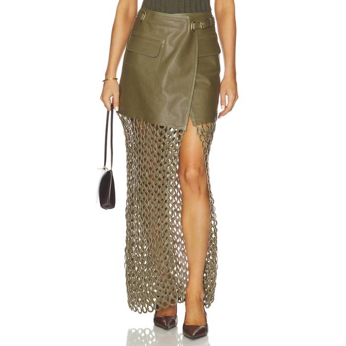 Nonchalant Label 【 Kallan Leather Skirt Women Army 】 なめし革 レディース 正規陸軍