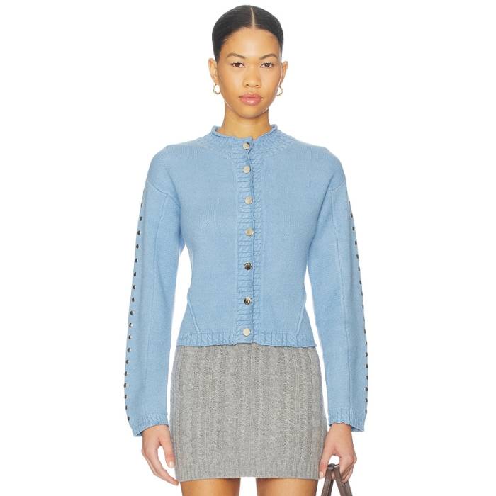 ネバーフリードレス Never Fully Dressed 【 Studded Cardigan Women Blue 】 ジレー レディース 青味 青み