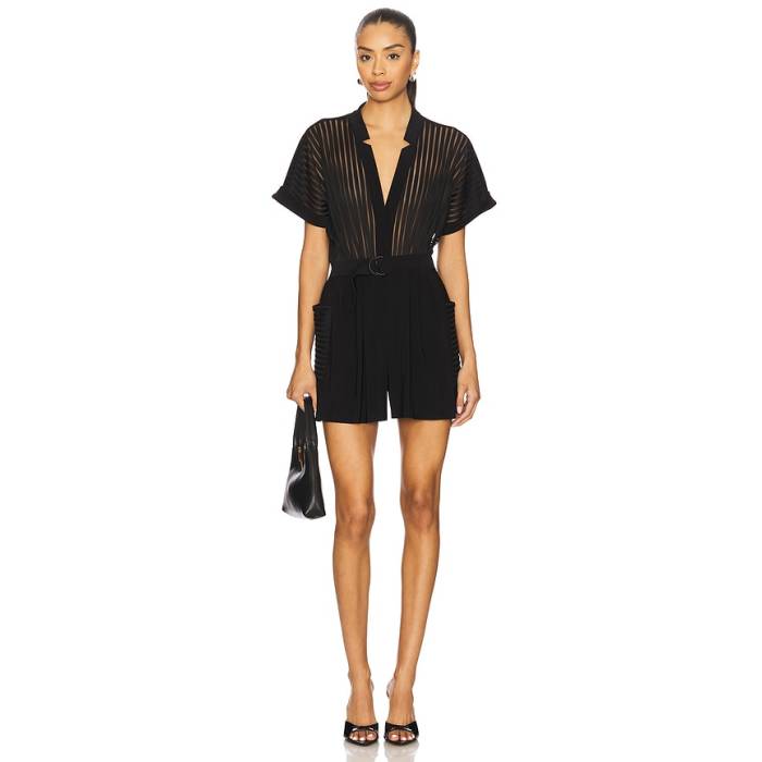 Norma Kamali 【 Geralyn Romper Women Black 】 ロンパース レディース 黒いこと 黒いこと