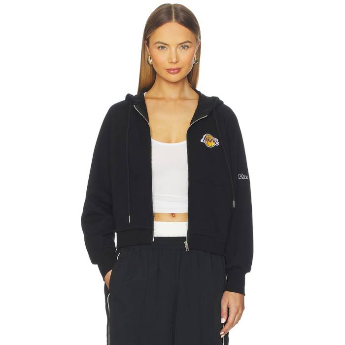 Hype And Vice 【 Los Angeles Lakers The Raglan Zip Up Hoodie Women Black 】 Lakers レイカーズ Raglan ラグラン フーディー パーカー レディース 黒いこと 黒いこと
