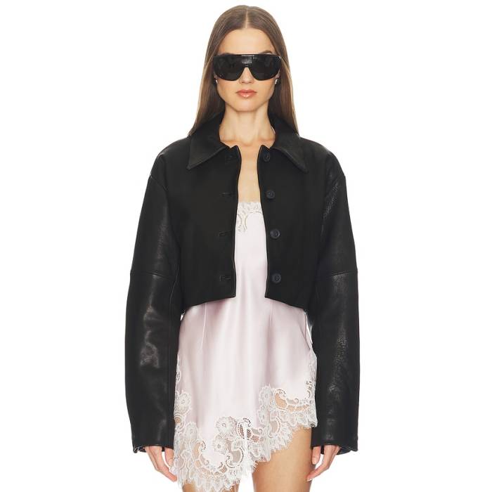 Srg 【 Alina Leather Jacket Women Black 】 なめし革 Jacket 上衣 レディース 黒いこと 黒いこと