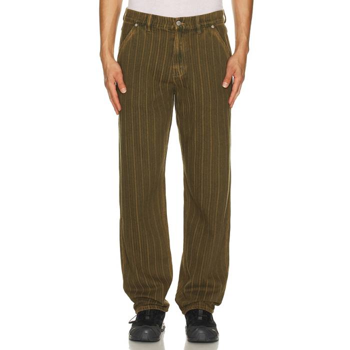 プレジャーズ Pleasures 【 Rail Stripe Work Pants Men Brown 】 Stripe 縞模様 メンズ 赤銅色 赤銅色