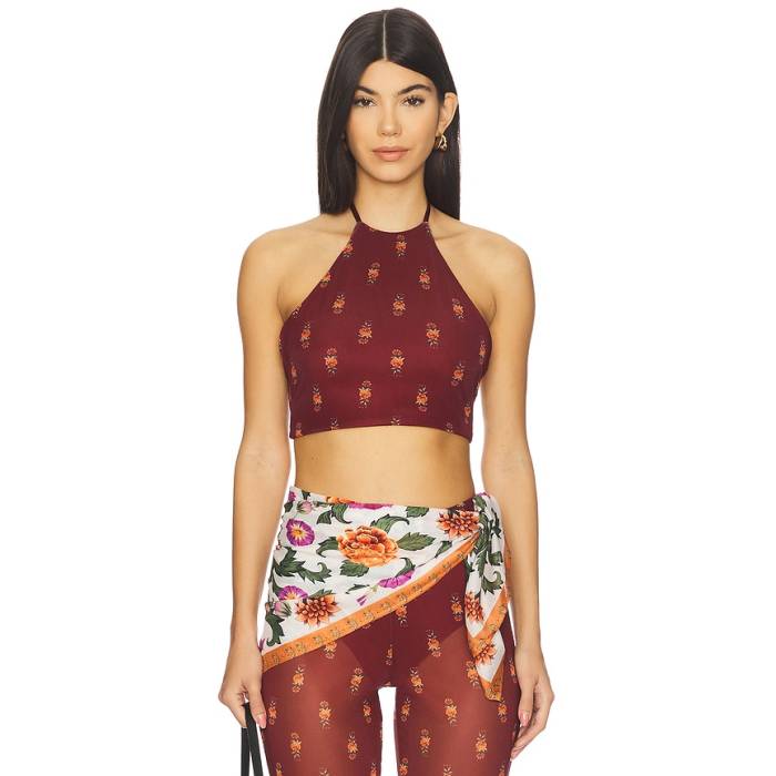 Agua Bendita 【 X Revolve Jam Crop Top Women Burgundy 】 ジャム Crop クロップ レディース ブドウ酒色・バーガンディー