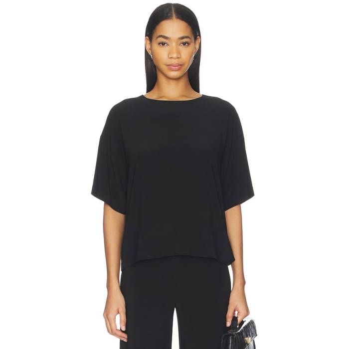 Norma Kamali 【 X Lifestyle Short Sleeve Boxy Tee Women Black 】 ライフスタイル Sleeve スリーブ Tシャツ レディース 黒色 ブラック｜スニケス