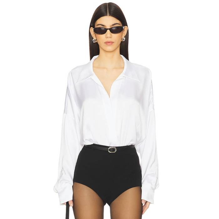 Norma Kamali 【 Super Oversized Boyfriend Nk Shirt Bodysuit Women Snow White 】 上半身背広 レディース 白いこと 白いこと