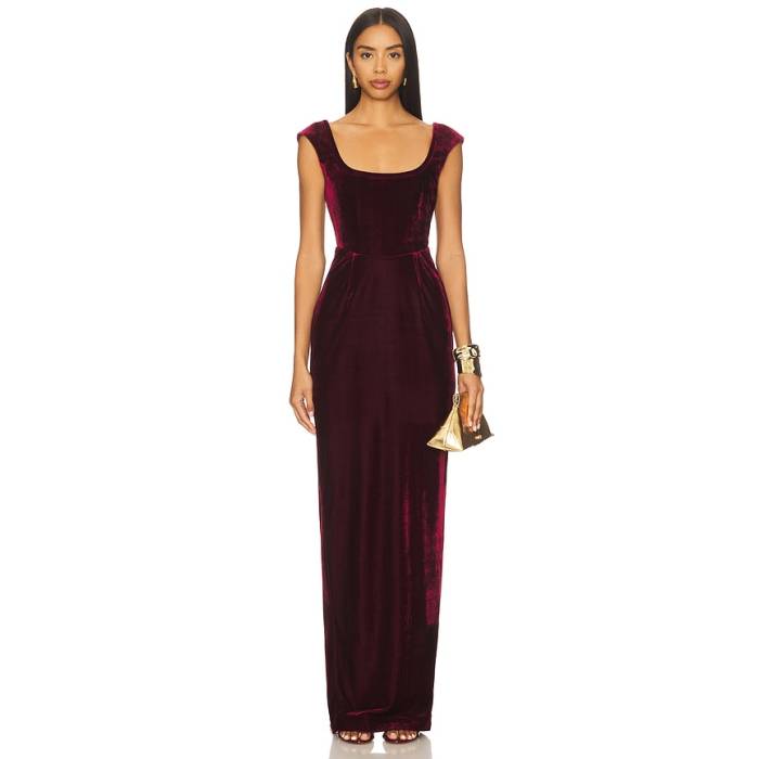 Sau Lee 【 Brooke Velvet Gown Women Oxblood 】 レディース 赤・オックスブラッド