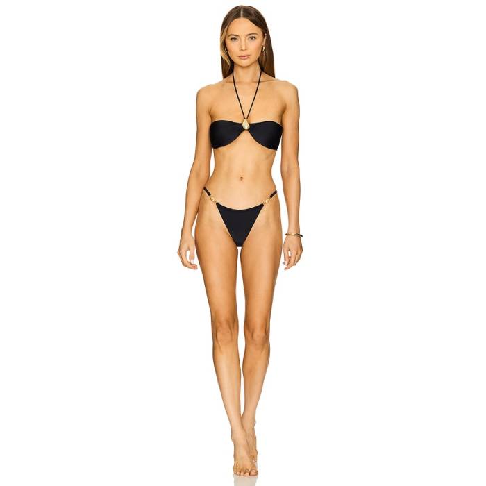 Leslie Amon 【 Shell Bandeau Bikini Women Black \u0026Amp; Gold 】 shell 甲殻 レディース 黒いこと 黒いこと ゴールド