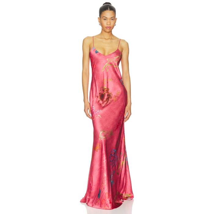 Alejandra Alonso Rojas 【 Bias Slip Gown Women Pink Print 】 レディース pink さくら色