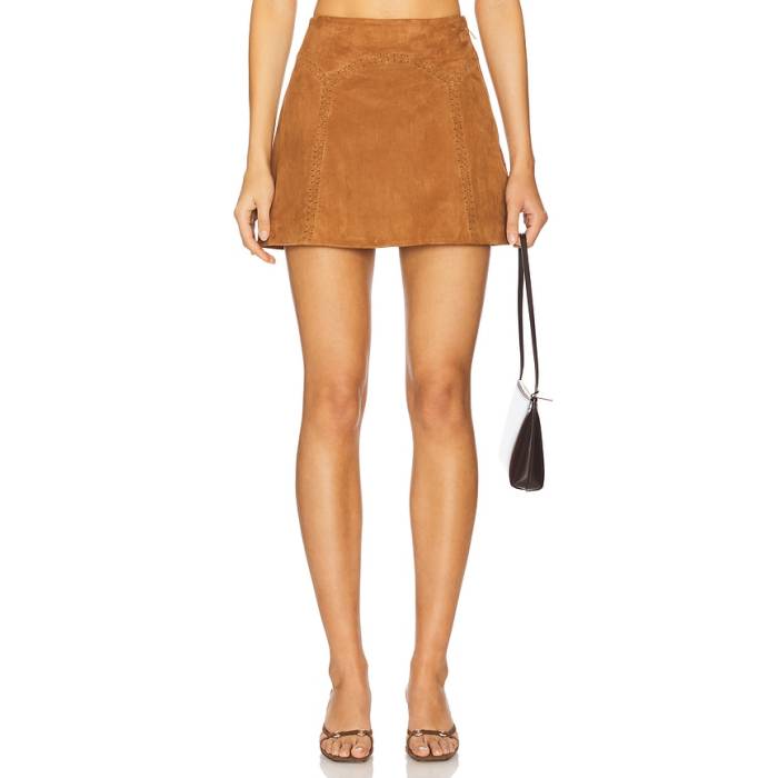 Retrofete 【 Juana Suede Skirt Women Cognac 】 スエード・スウェード レディース スカート-レディースファッション