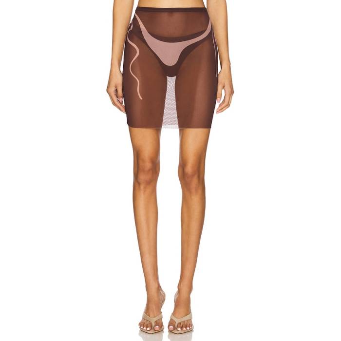 Di Petsa 【 Tan Lines Mesh Mini Skirt Women Dark Nude 】 レディース