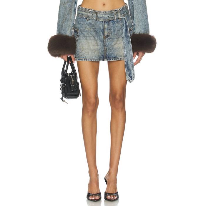 Afrm 【 The Chippy Belted Micro Mini Skirt Women Dusty Tint Wash 】 Micro ミクロ レディース|スニケス