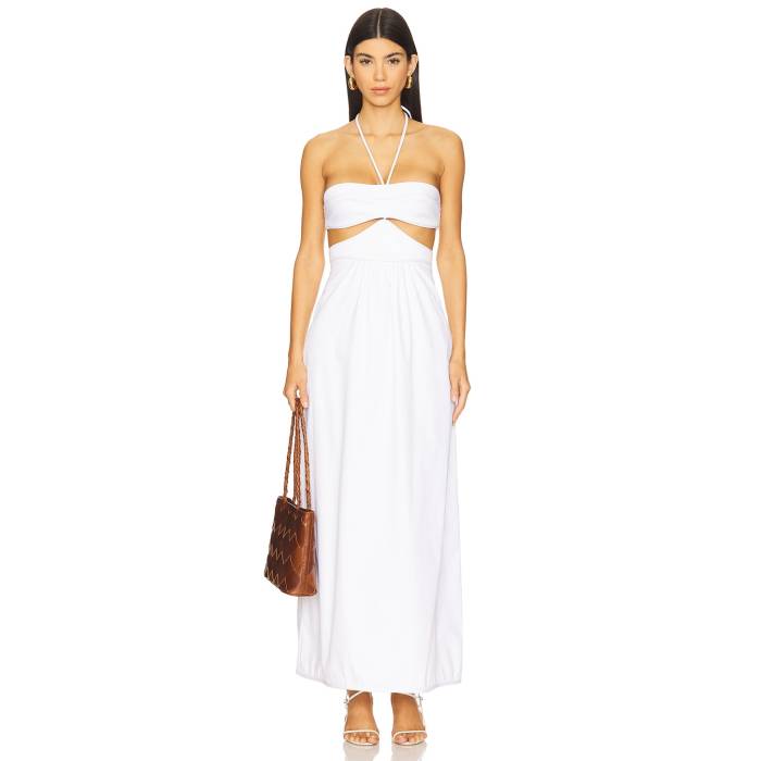 Adriana Degreas 【 Solid Cut-Out Halterneck Long Dress Women Off White 】 益荒男 お召しもの レディース 白いこと 白いこと