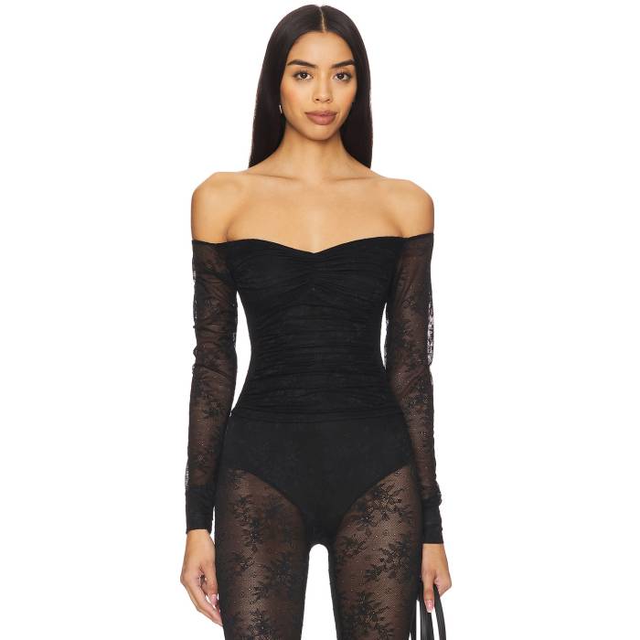 Afrm 【 Odilla Lace Combo Top Women Noir 】 レディースファッション トップス その他 レディース