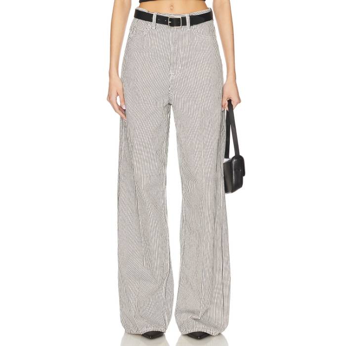 Grlfrnd 【 Rey High Rise Wide Jeans Women Ticking Stripe 】 ご機嫌 ライズ デニム レディース Stripe 縞模様