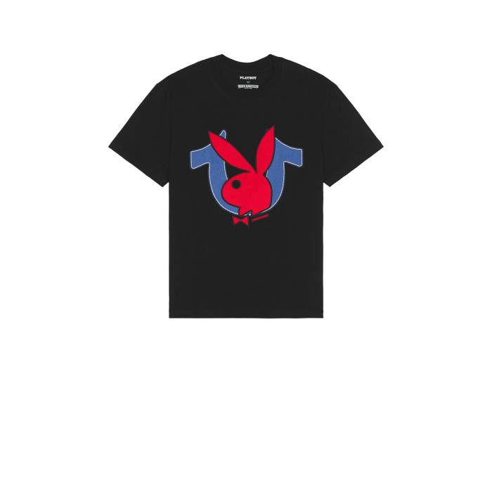 トゥルーレリジョン True Religion 【 X Playboy Applique Bunny Tee Men Jet Black 】 Tシャツ メンズファッション トップス Tシャツ カットソー メンズ 黒色 ブラック