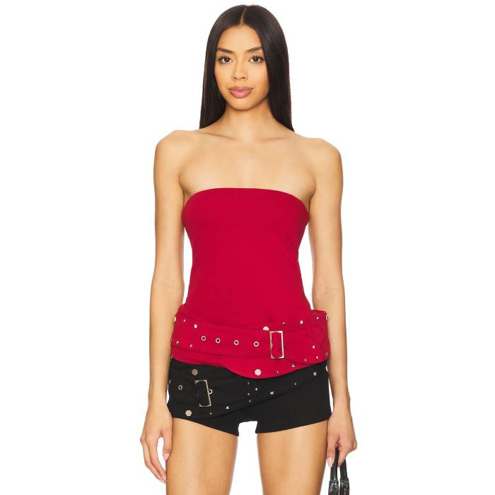 Zemeta 【 My Belt Tube Top Women Red 】 ベルト レディース Red 赤・レッド｜スニケス