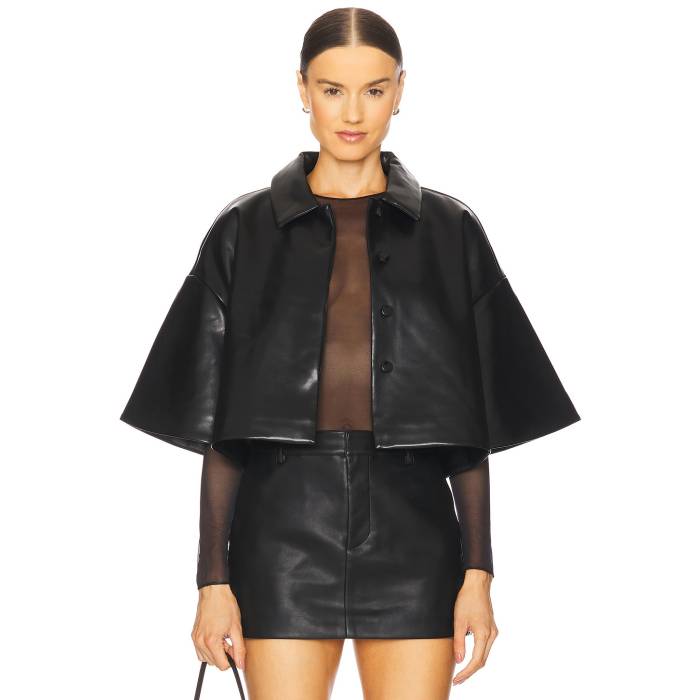 Ser.o.ya 【 Adi Faux Leather Cropped Jacket Women Black 】 レザー Jacket ジャケット レディースファッション コート ジャケット レディース 黒色 ブラック