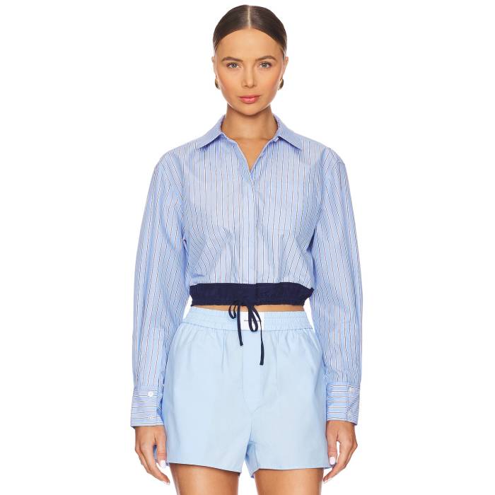 Simkhai 【 Adryck Shirt Women Harbor Blue Stripe 】 レディース 青み 青色 Stripe 縞模様