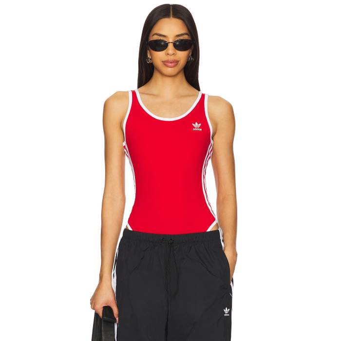 アディダス Adidas Originals 【 3 Stripe Bodysuit Women Better Scarlet 】 Stripe ストライプ ボディースーツ スポーツ アウトドア フィットネス トレーニング ウェア レディースウェア トップス レディース