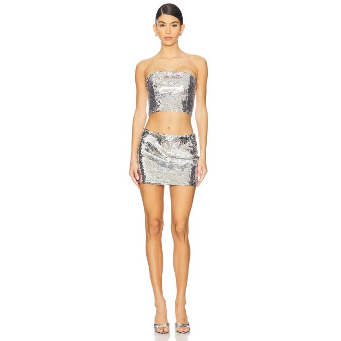 Superdown 【 Billy Skirt Set Women Silver 】 レディースファッション ドレス レディース Silver 銀色・シルバー