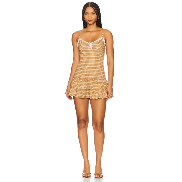 ライオネス Lioness 【 Yves Mini Dress Women Chocolate Check 】 御召しもの レディース