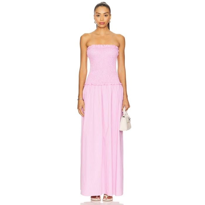 More To Come 【 Izabella Strapless Maxi Dress Women Pink Stripe 】 ドレス レディース pink ピンク Stripe ストライプ