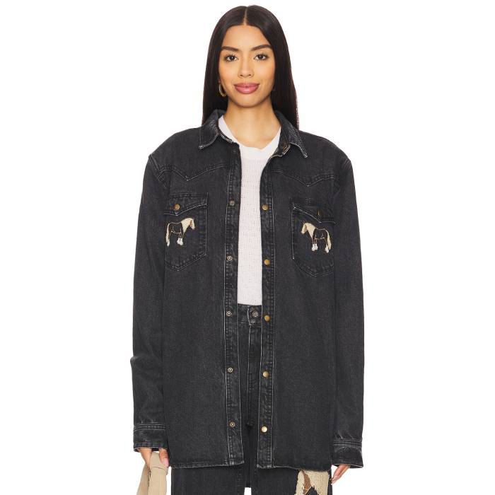 Understated Leather 【 Horsey Shirt Women Faded Black 】 レディース 黒いこと 黒いこと