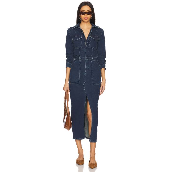 グッドアメリカン Good American 【 Fit For Success Long Sleeve Midi Dress Women Indigo724 】 Sleeve スリーブ ドレス レディースファッション ドレス レディース