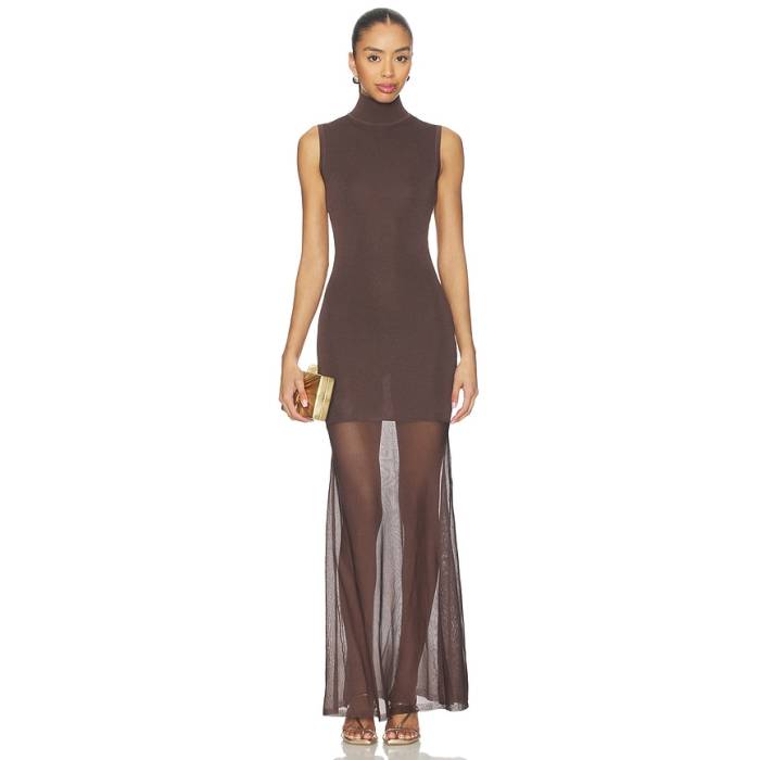 Seroya 【 Amine Knit Maxi Dress Women Slate Brown 】 編み物 御召しもの レディース 赤銅色 赤銅色