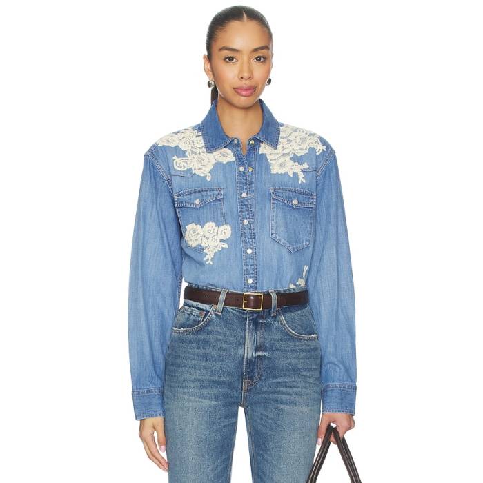 Loveshackfancy 【 Kelith Shirt Women Denim 】 レディース ジーンズ