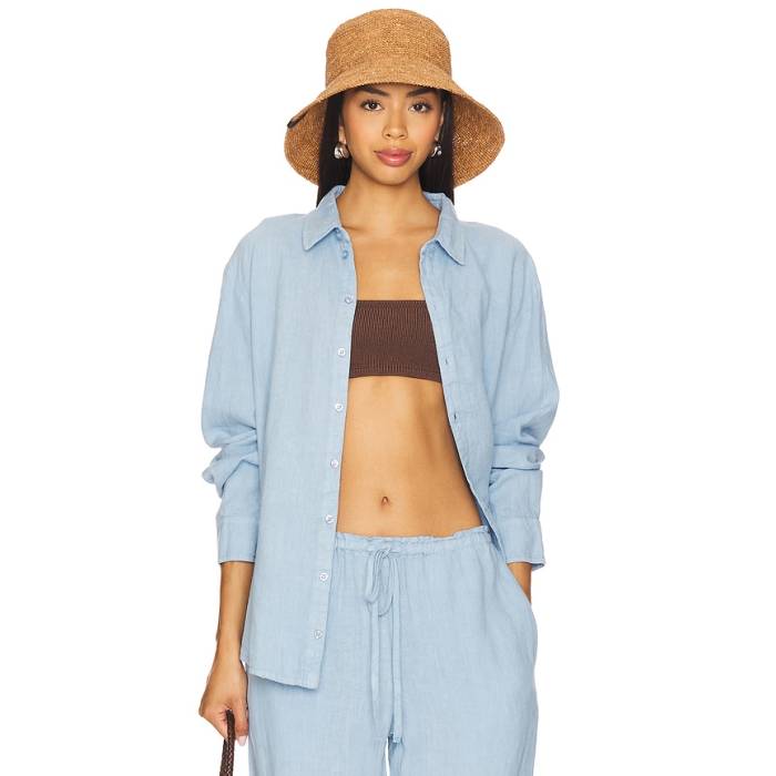 Vir Vita 【 Cecile Oversized Shirt Women Baby Blue 】 レディース 青味 青み