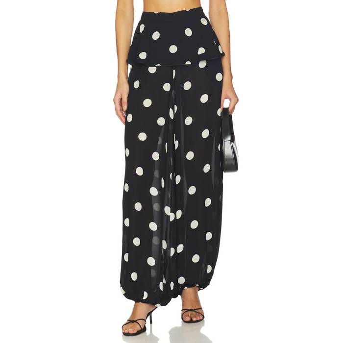 Adriana Degreas 【 Polka Dot Peplum Pants Women Black 】 レディース 黒いこと 黒いこと