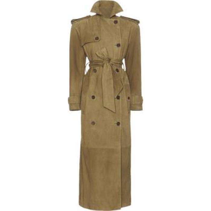 Helsa 【 Suede Trench Coat Women Khaki Green 】 スエード・スウェード レディース カーキ green 緑・緑であること