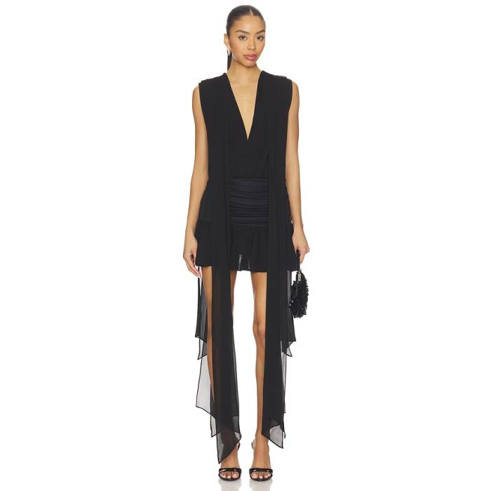 Blumarine 【 Georgette Dress With Jersey Women Black 】 お召しもの プルオーバー レディース 黒いこと 黒いこと