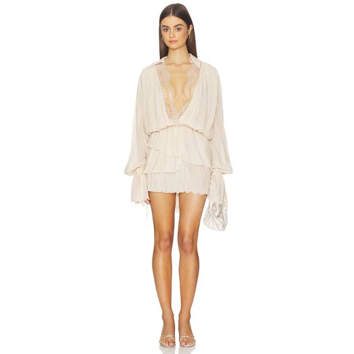 Blumarine 【 Georgette Plisse Dress Women Amberlight 】 お召しもの レディース