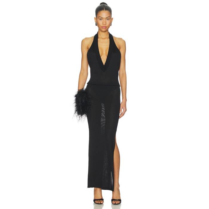 ジ・アティコ The Attico 【 Deep V Midi Dress Women Black 】 ディープ お召しもの レディース 黒いこと 黒いこと