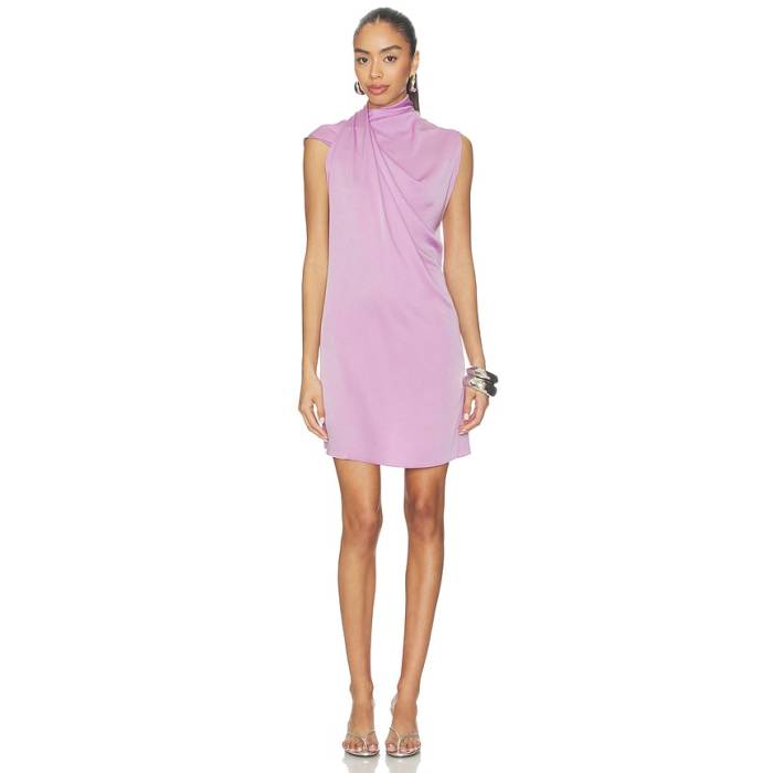 Atlein 【 Draped Neckline Sleeveless Dress Women Lila 】 Sleeveless ノン衣袂 御召しもの レディース 紫はしどい・ライラ