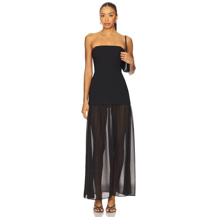 アマンダアプリチャード Amanda Uprichard 【 X Revolve Linda Dress Women Black 】 お召しもの レディース 黒いこと 黒いこと レディースファッション-ドレス
