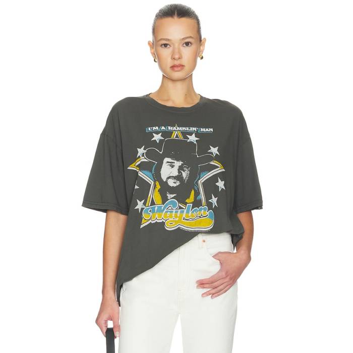 ジャンクフード Junk Food 【 Waylon I'm A Ramblin' Man Tee Unisex Vintage Black 】 Tシャツ ユニセックス vintage ビンテージ・ヴィンテージ 黒色 ブラック｜スニケス