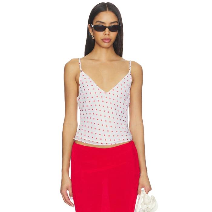 Bella Venice 【 X Revolve Sila Slip Top Women White \u0026Amp; Red 】 レディース 白いこと 白いこと Red 赤・赤いこと